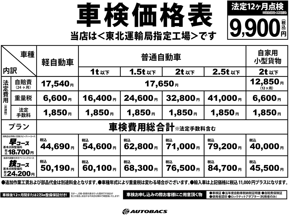 車検の料金